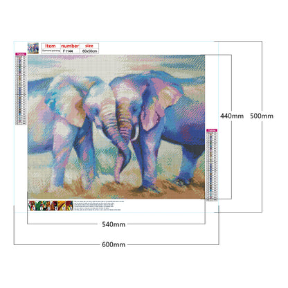 Elephant Family - Full Square Drill Diamond Painting 60*50CM