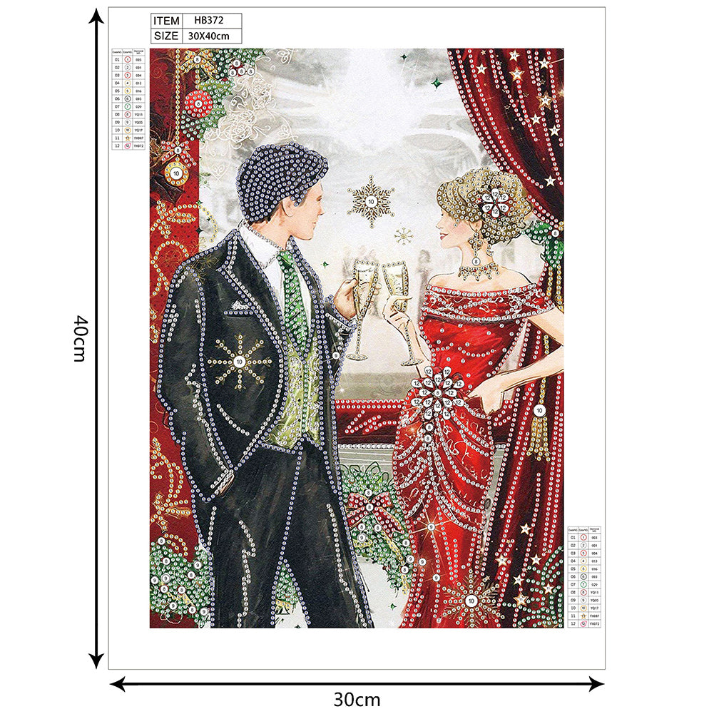 Christmas Party Men And Women - Special Shaped Drill Diamond Painting 30*40CM