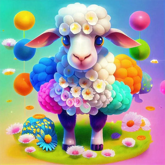 Rainbow Lamb - Full Square Drill Diamond Painting 40*40CM