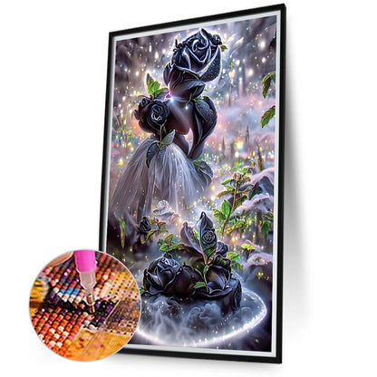 Black Rose - Full Round Drill Diamond Painting 40*70CM