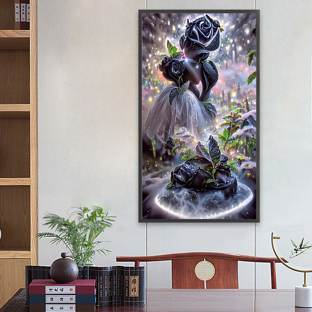 Black Rose - Full Round Drill Diamond Painting 40*70CM