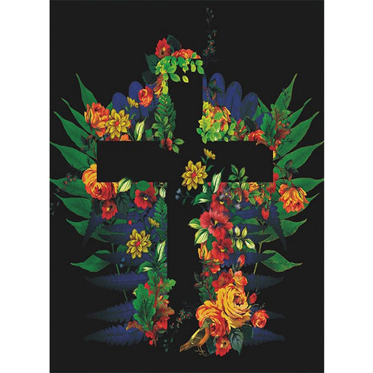 Flower Cross - Full Round Drill Diamond Painting 30*40CM