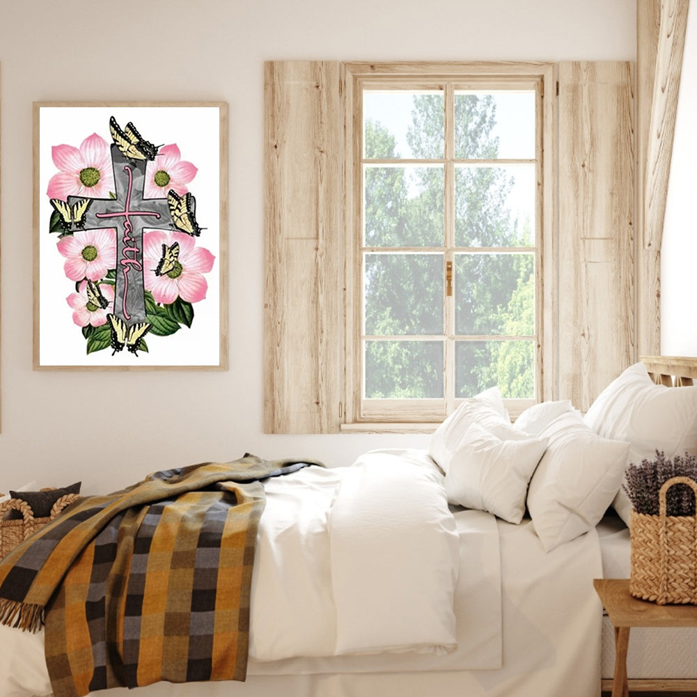 Flower Cross - Full Round Drill Diamond Painting 30*40CM