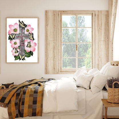 Flower Cross - Full Round Drill Diamond Painting 30*40CM