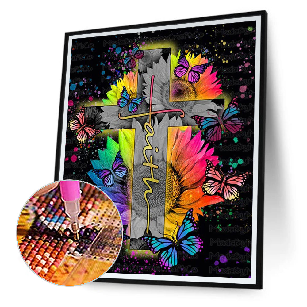 Flower Cross - Full Round Drill Diamond Painting 30*40CM