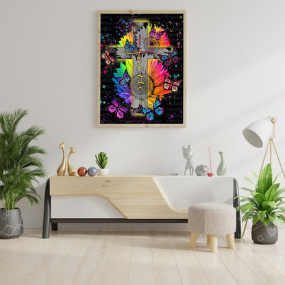 Flower Cross - Full Round Drill Diamond Painting 30*40CM