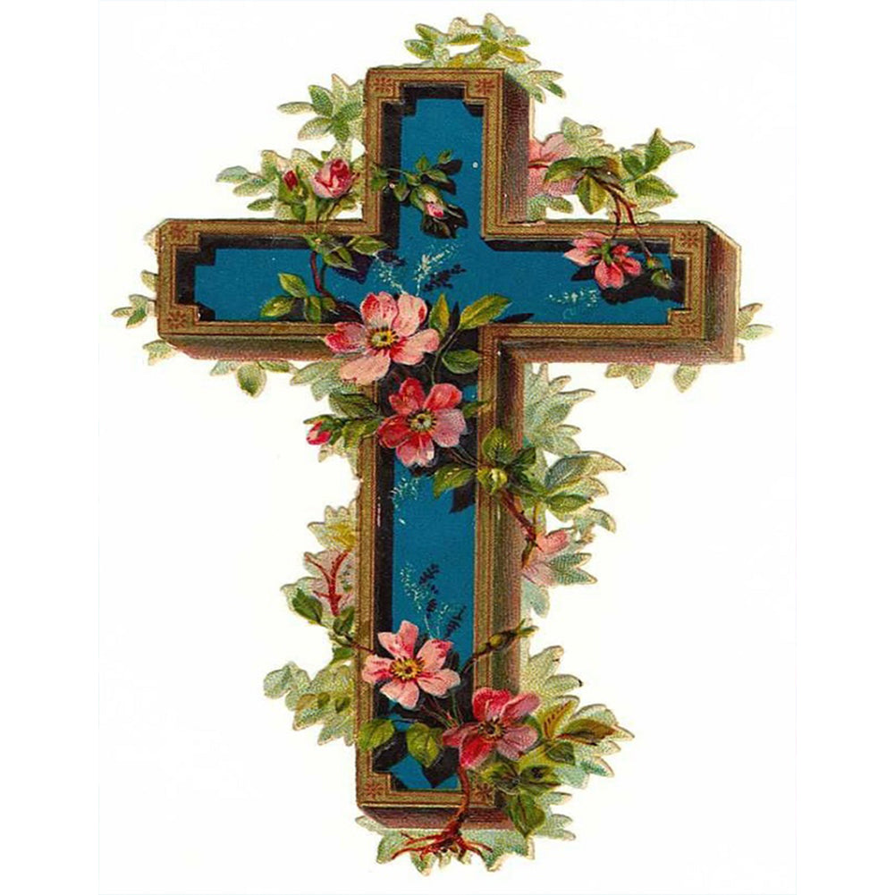 Flower Cross - Full Round Drill Diamond Painting 30*40CM