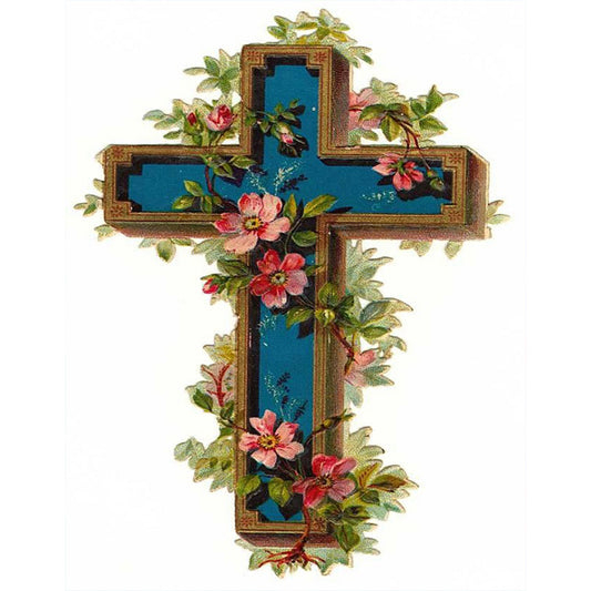 Flower Cross - Full Round Drill Diamond Painting 30*40CM