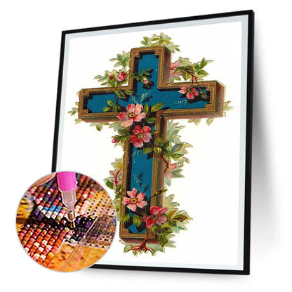 Flower Cross - Full Round Drill Diamond Painting 30*40CM
