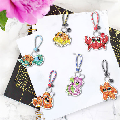 6pcs Car Keychain Art Craft DIY Handmade Double Sided Hanging Ornament for Gifts