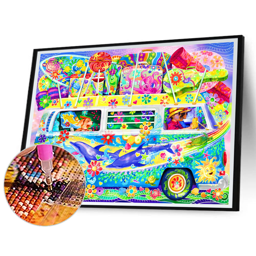 Colorful Bus - Full Round Drill Diamond Painting 50*40CM