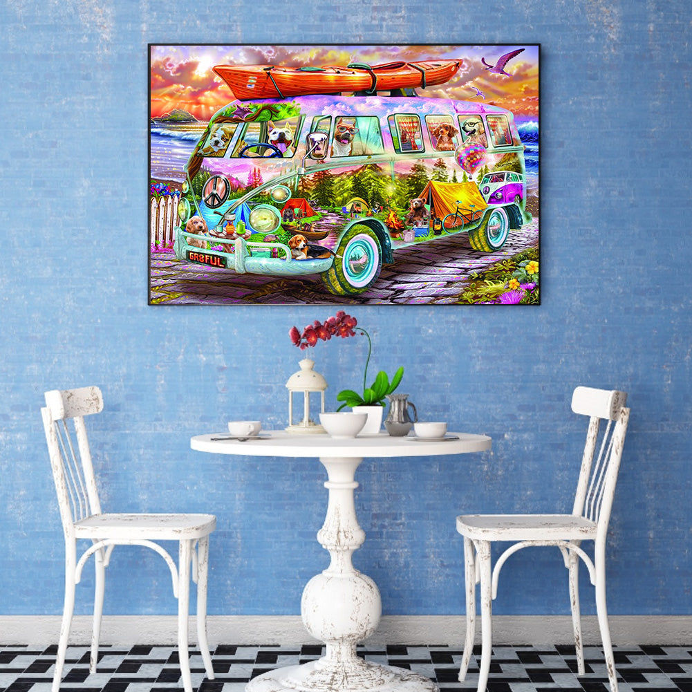 Colorful Bus - Full Round Drill Diamond Painting 50*40CM