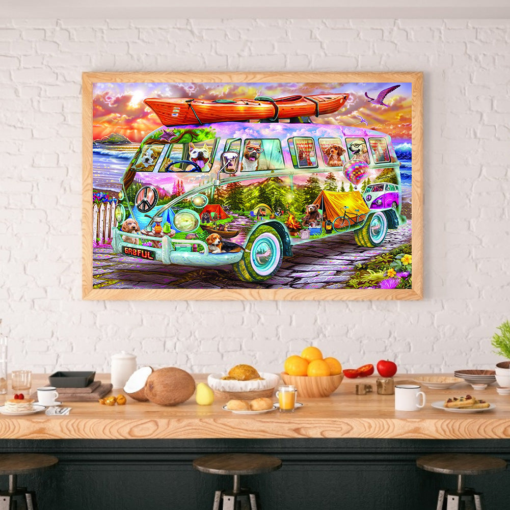 Colorful Bus - Full Round Drill Diamond Painting 50*40CM