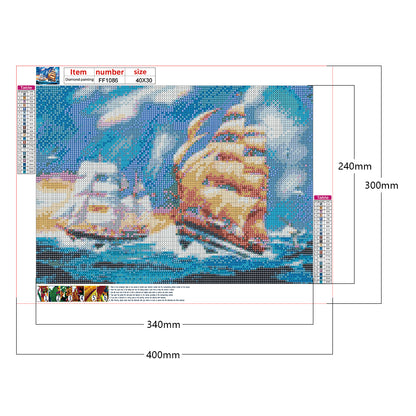 Sailing Boat - Full Square Drill Diamond Painting 40*30CM