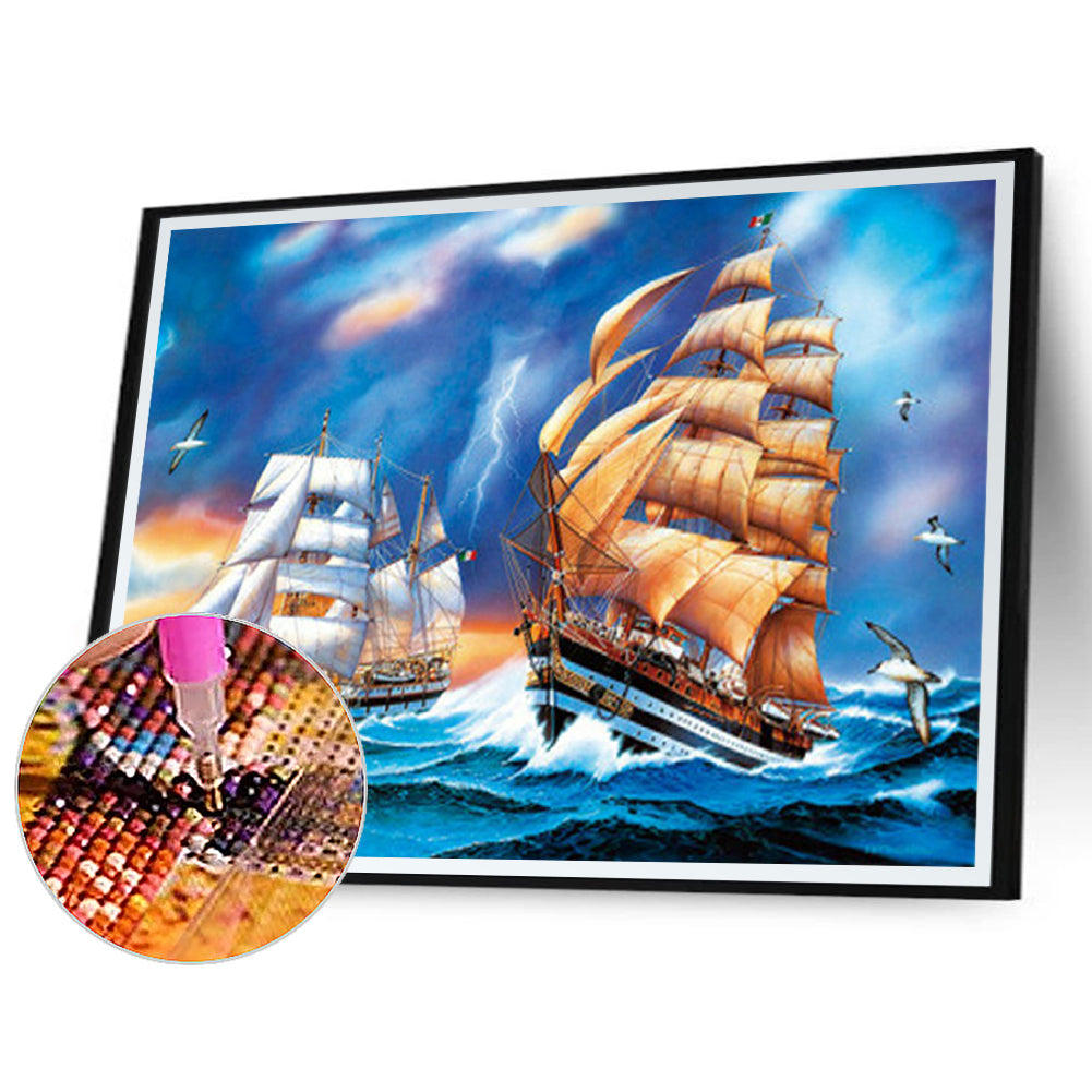 Sailing Boat - Full Square Drill Diamond Painting 40*30CM