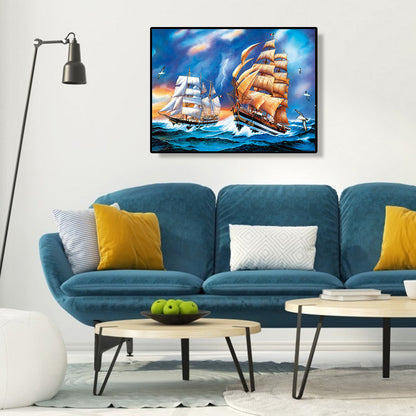 Sailing Boat - Full Square Drill Diamond Painting 40*30CM