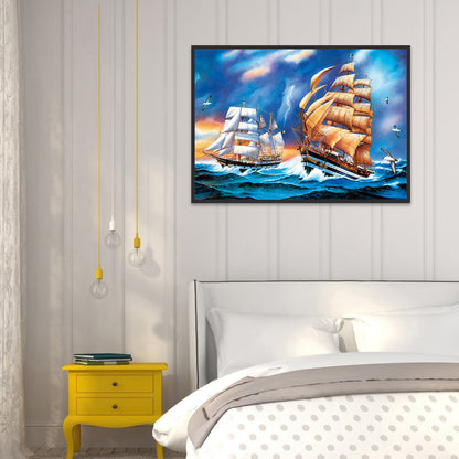 Sailing Boat - Full Square Drill Diamond Painting 40*30CM