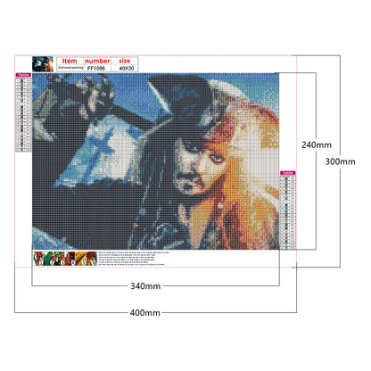 Pirate Captain Jack - Full Square Drill Diamond Painting 40*30CM