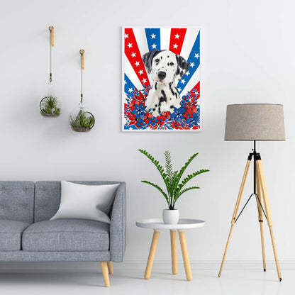 Independence Day Style Puppy - Full Round Drill Diamond Painting 30*40CM