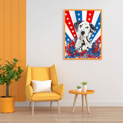 Independence Day Style Puppy - Full Round Drill Diamond Painting 30*40CM