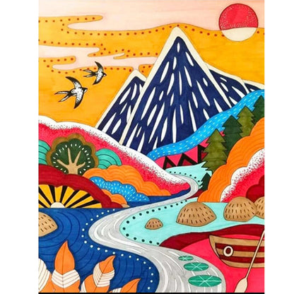 Painted Landscape - Full Round Drill Diamond Painting 30*40CM