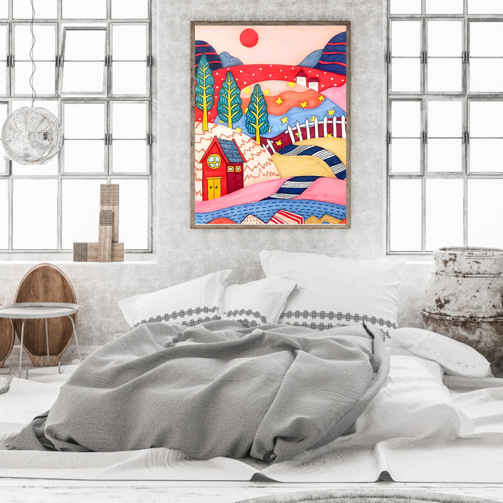 Painted Landscape - Full Round Drill Diamond Painting 30*40CM