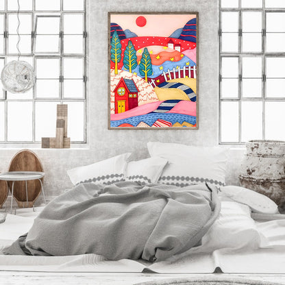 Painted Landscape - Full Round Drill Diamond Painting 30*40CM