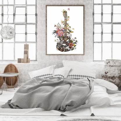 Flower Guitar - Full Round Drill Diamond Painting 30*40CM