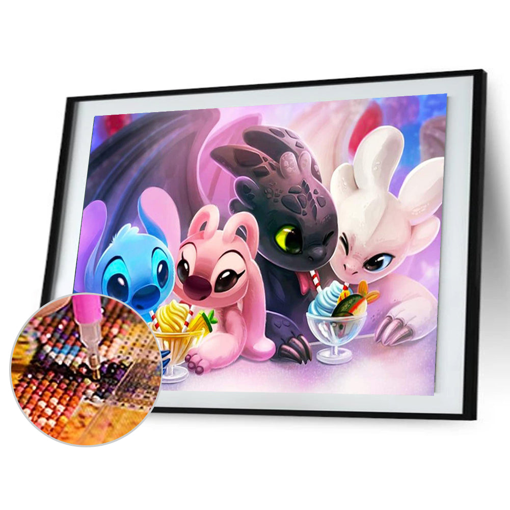 Stitch And Toothless - Full Round Drill Diamond Painting 40*30CM