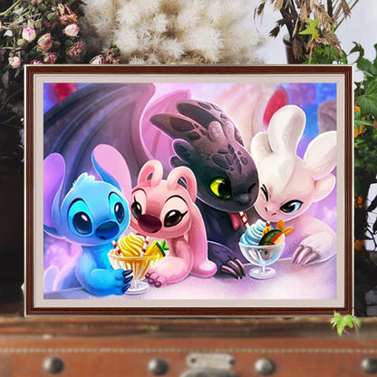 Stitch And Toothless - Full Round Drill Diamond Painting 40*30CM