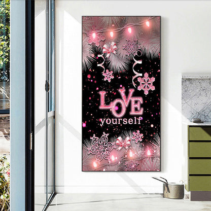 Pink Decorative Painting Love Yourself - Full Round Drill Diamond Painting 40*70CM