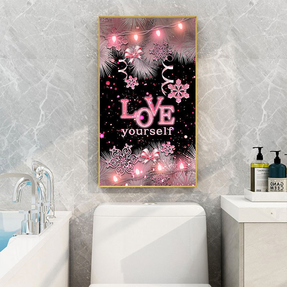 Pink Decorative Painting Love Yourself - Full Round Drill Diamond Painting 40*70CM