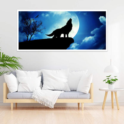Howling Moonlight Wolf - Full Square Drill Diamond Painting 80*40CM