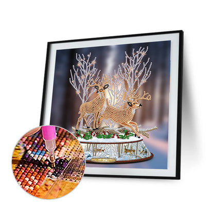 Christmas Elk Ornaments - Special Shaped Drill Diamond Painting 30*30CM