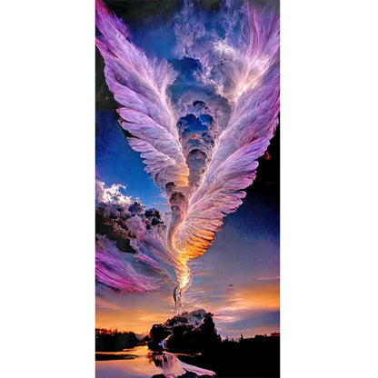 Beautiful Purple Cloud Wings - Full Round Drill Diamond Painting 40*70CM