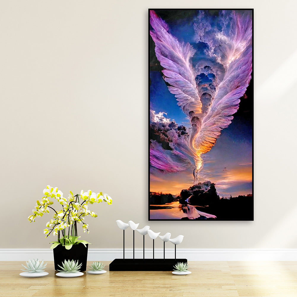 Beautiful Purple Cloud Wings - Full Round Drill Diamond Painting 40*70CM