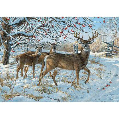 Elk In The Snow - Full Square Drill Diamond Painting 40*30CM