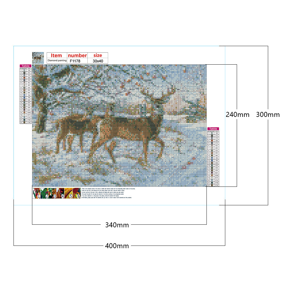 Elk In The Snow - Full Square Drill Diamond Painting 40*30CM