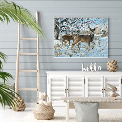 Elk In The Snow - Full Square Drill Diamond Painting 40*30CM