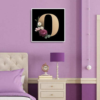 Dark Floral Letter O - Full Square Drill Diamond Painting 45*45CM