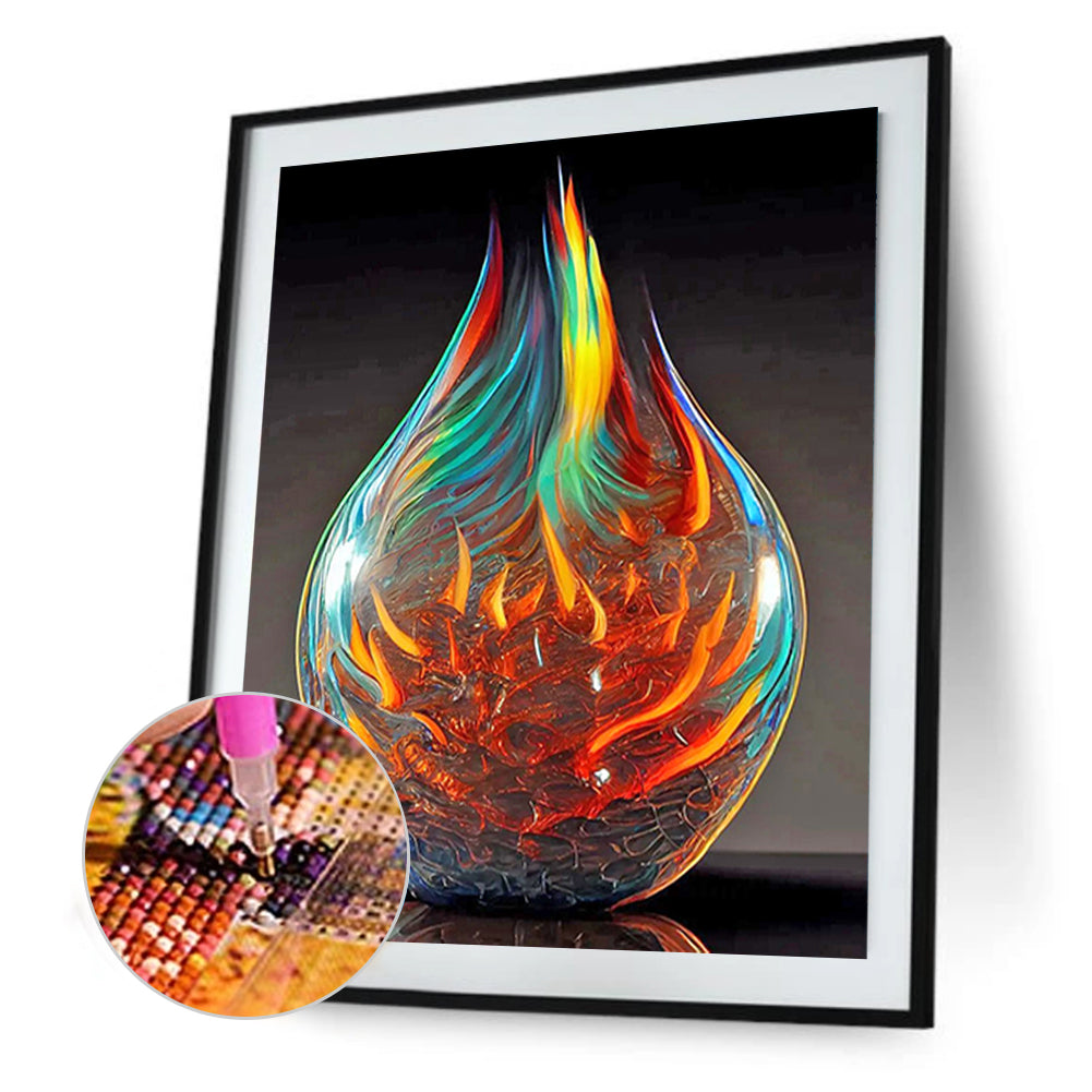 Glass Fire Sculpture - Full Round Drill Diamond Painting 30*40CM
