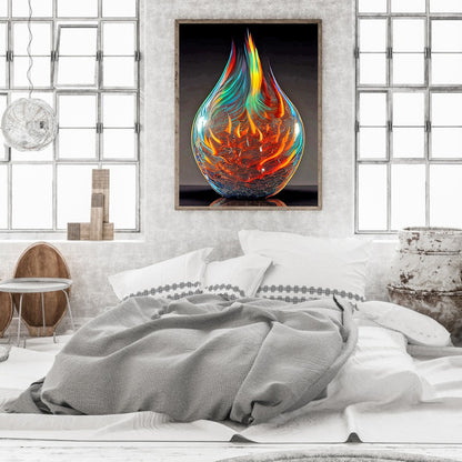 Glass Fire Sculpture - Full Round Drill Diamond Painting 30*40CM