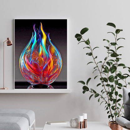 Glass Fire Sculpture - Full Round Drill Diamond Painting 30*40CM