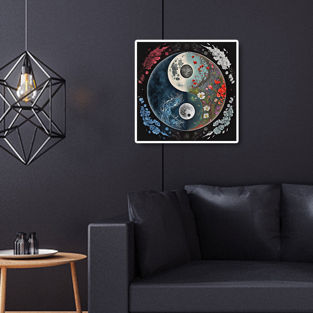 Tai Chi Flower Sketch - Full Round Drill Diamond Painting 30*30CM