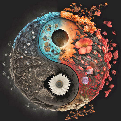 Tai Chi Flower Sketch - Full Round Drill Diamond Painting 30*30CM