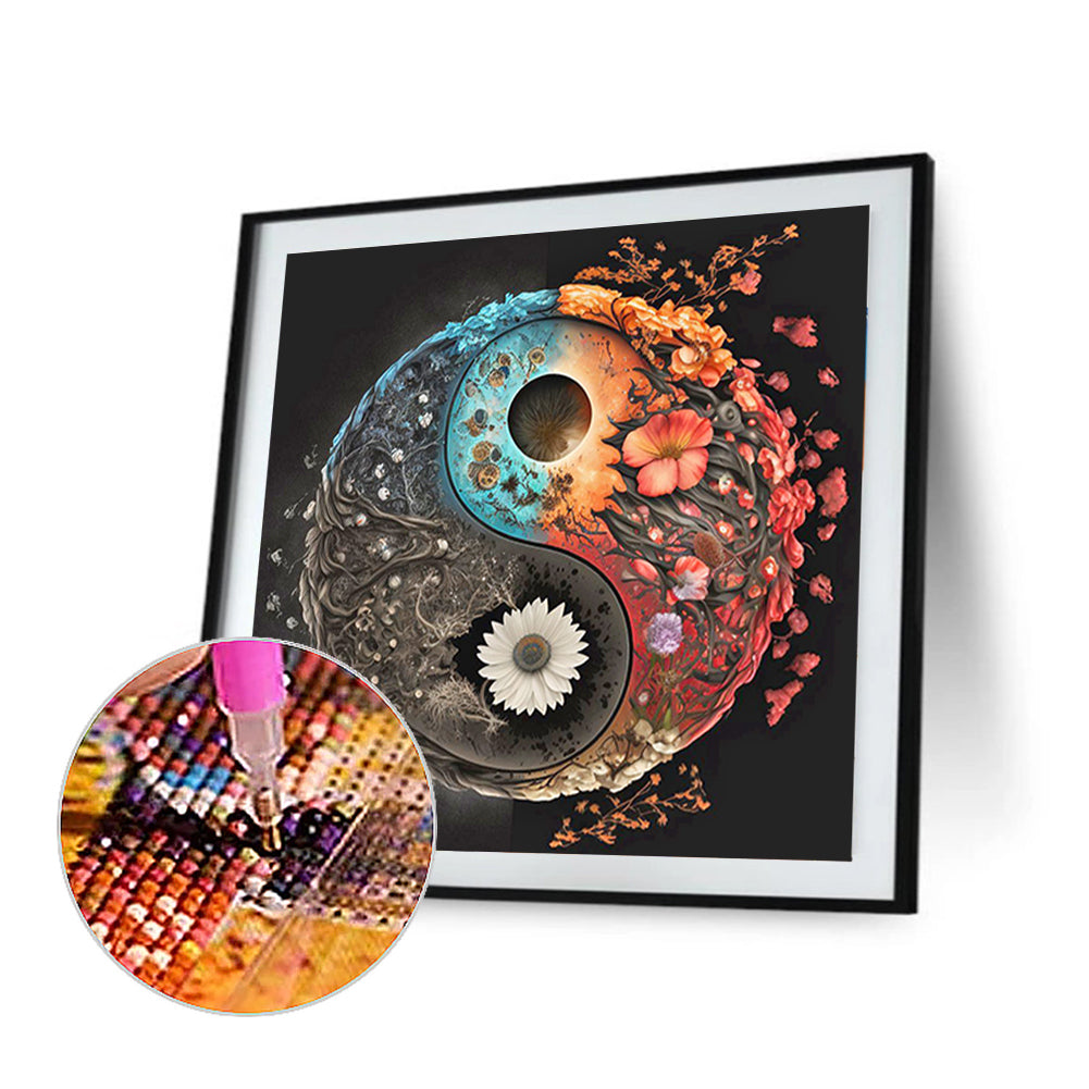 Tai Chi Flower Sketch - Full Round Drill Diamond Painting 30*30CM