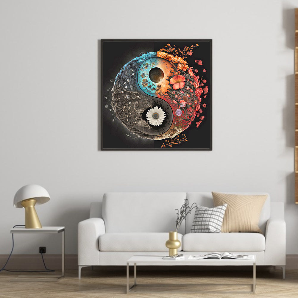 Tai Chi Flower Sketch - Full Round Drill Diamond Painting 30*30CM
