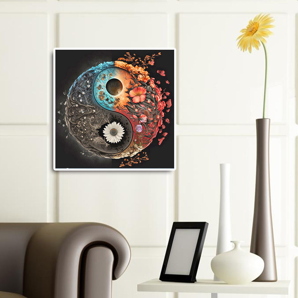 Tai Chi Flower Sketch - Full Round Drill Diamond Painting 30*30CM