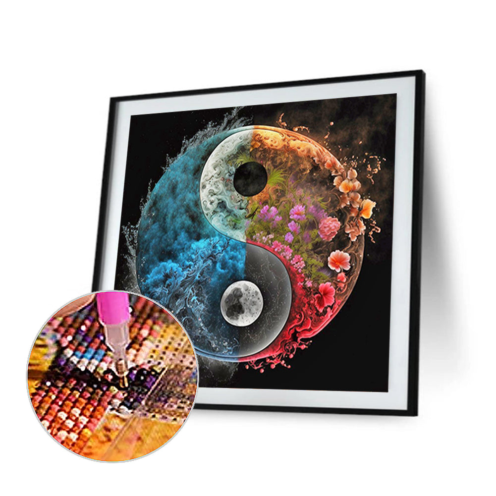 Tai Chi Flower Sketch - Full Round Drill Diamond Painting 30*30CM