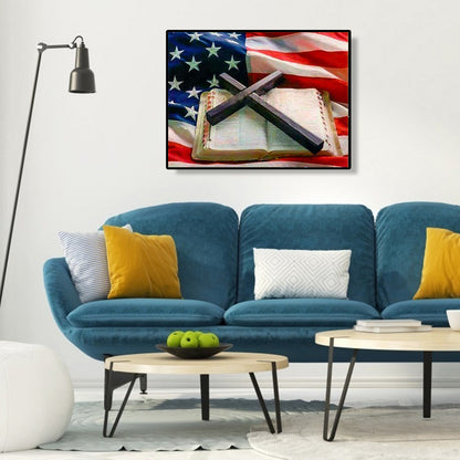 Cross America - Full Round Drill Diamond Painting 50*40CM